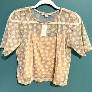 American Eagle sheer daisy print crop top,‎ NWT, size large